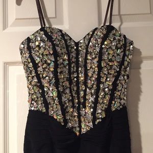 Gorgeous Strapless Corset Crystal Evening Gown