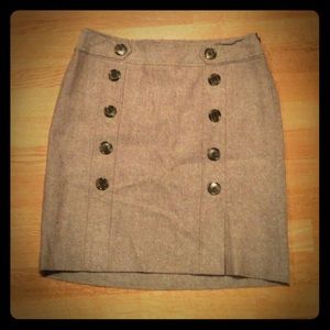 Ann Taylor Petite brown buttoned skirt