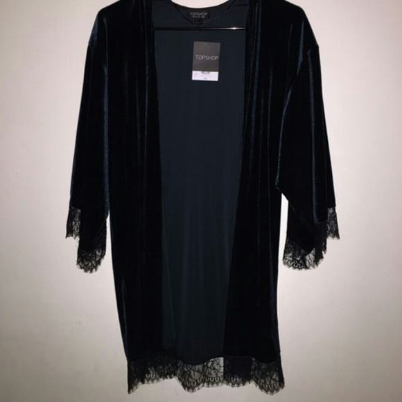 Topshop Dark Green Velvet Kimono