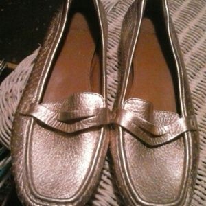 Gold loafers
