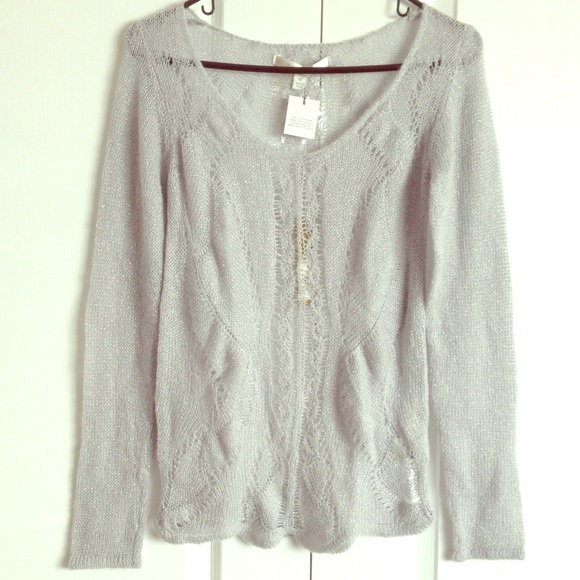NWT Shimmery Pointelle Knit Sweater