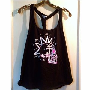 Black Volcom Sexy Tank Top with Skull Graphic