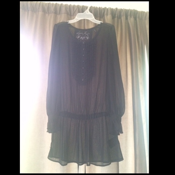 Guess sheer black long-sleeved shirt