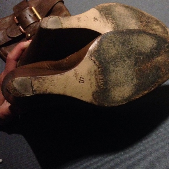 Chloe Booties Brown Leather Wedges With Buckles - Picture 2 of 4