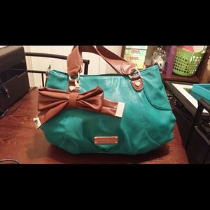 Betsey Johnson Teal Purse with bow