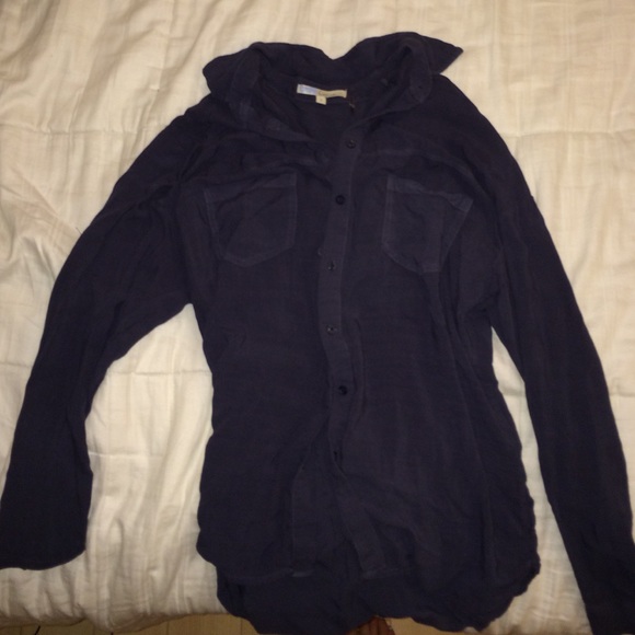 Navy blue silky button up