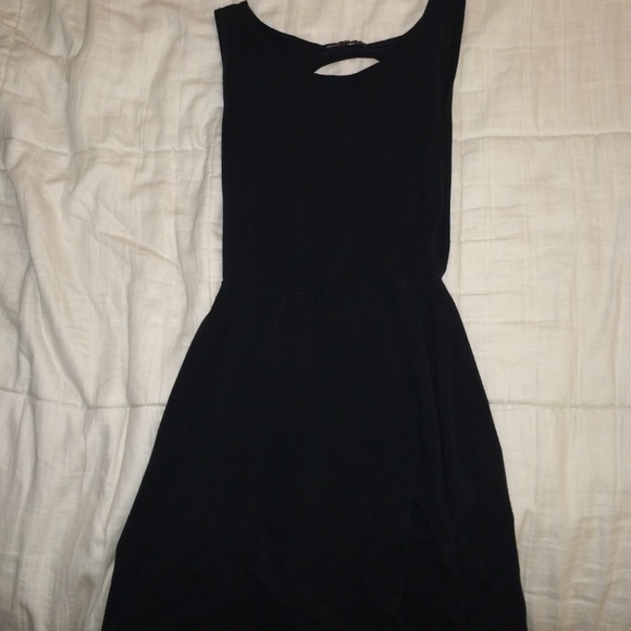 Black open back skater dress