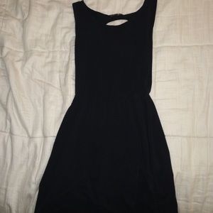 Black open back skater dress