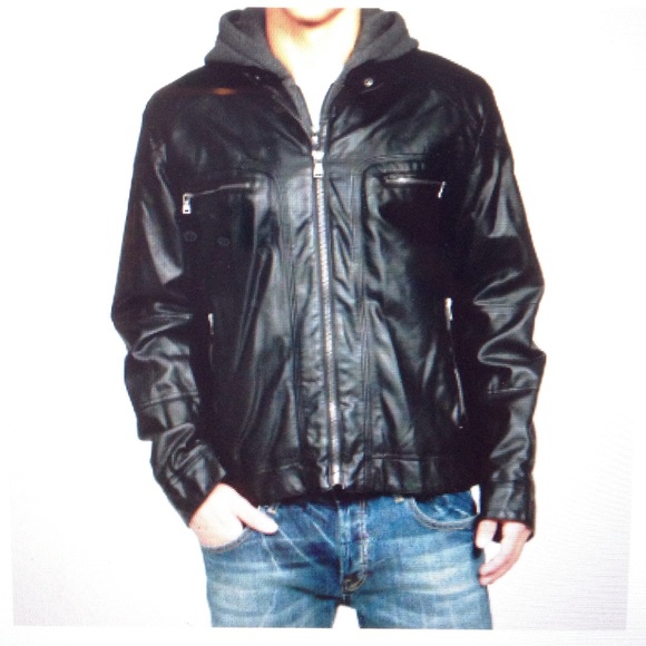 Calvin Klein Men's Leather Hooded Jacket