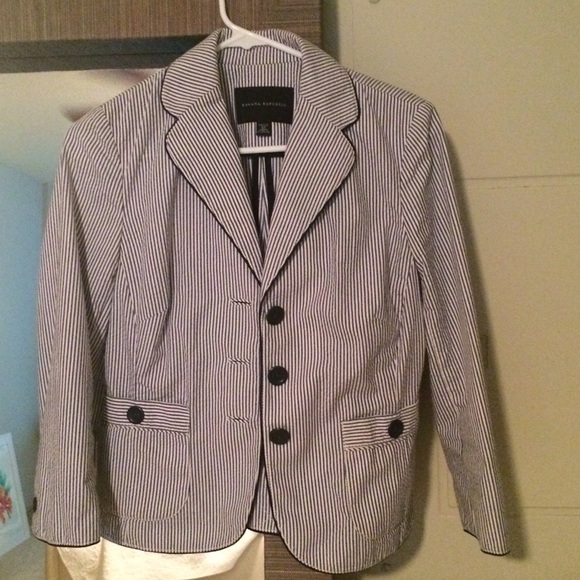 Banana Republic Navy Seersucker Blazer