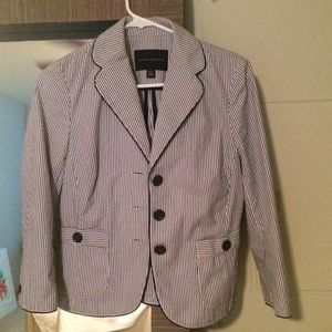 Banana Republic Navy Seersucker Blazer