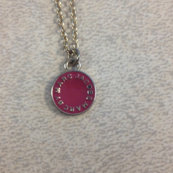 Marc Jacobs pink logo disk necklace