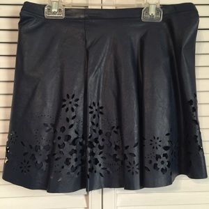 Faux leather blue skirt