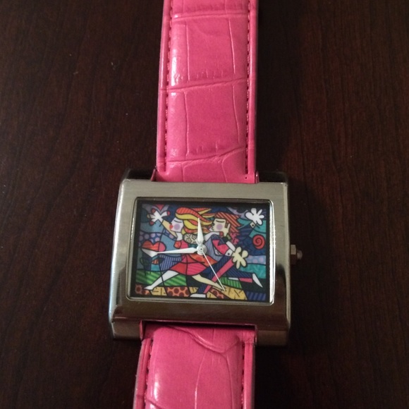 Romero Britto pop art pink watch