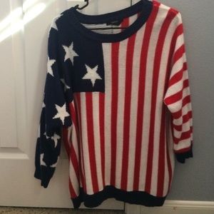 Oversized American flag sweater
