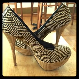Black and nude fun patterned heels!