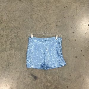 Light blue sequined shorts