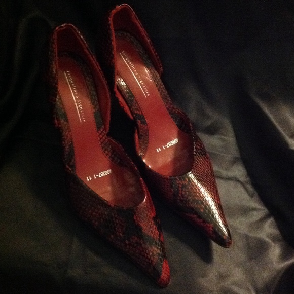 Black and Red snake skin size 11 heels