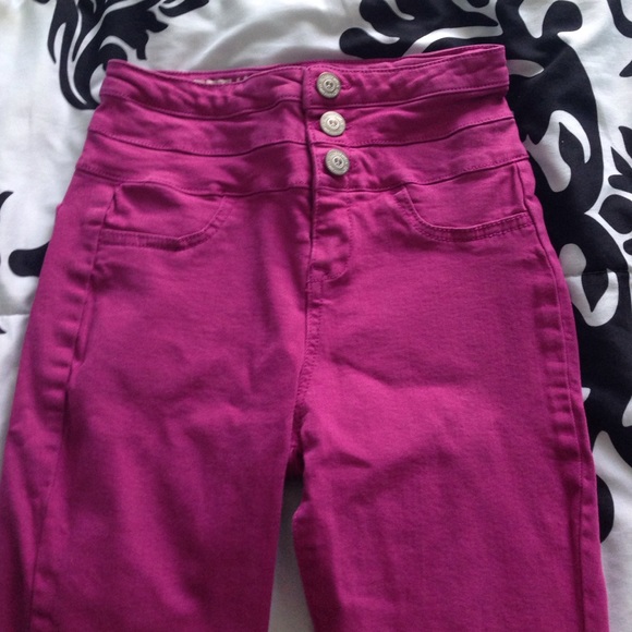 Fuchsia Bethany Mota high waisted skinny jeans