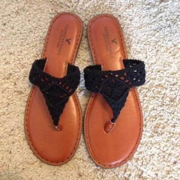 Black crochet sandals
