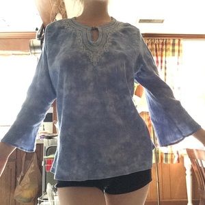 Embroidered Blue Cloud Hippie Tunic
