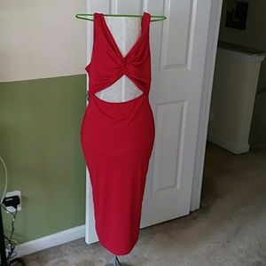 Red cut out dress
