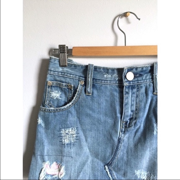 30” Distressed mid rise denim skirt - Picture 2 of 4