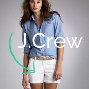 J Crew white chino shorts, 4" seam. Preppy