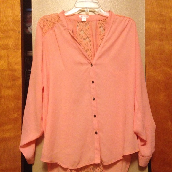 Peach lace designed blouse
