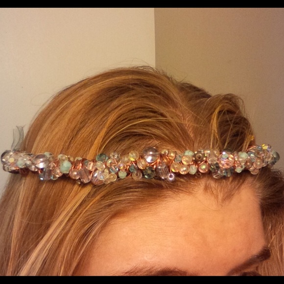 Baby blue crystal headband / neckless / choker etc