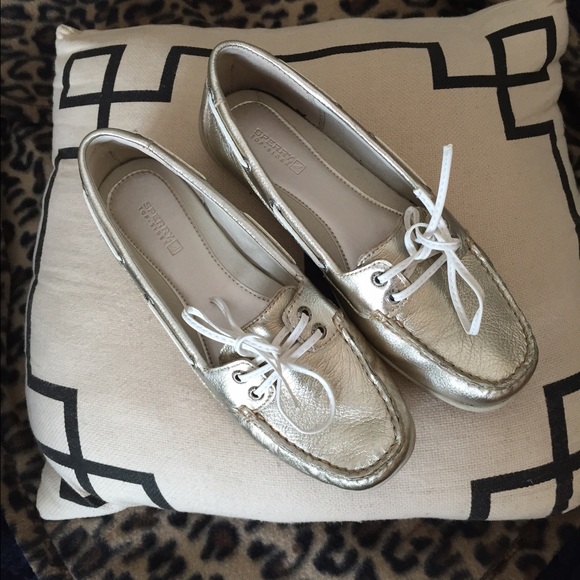 Sperry top-sider gold metallic loafers
