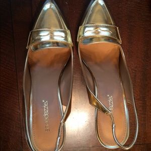 Gold sling back heels