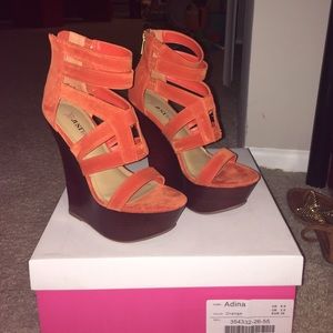 Just Fab orange wedges