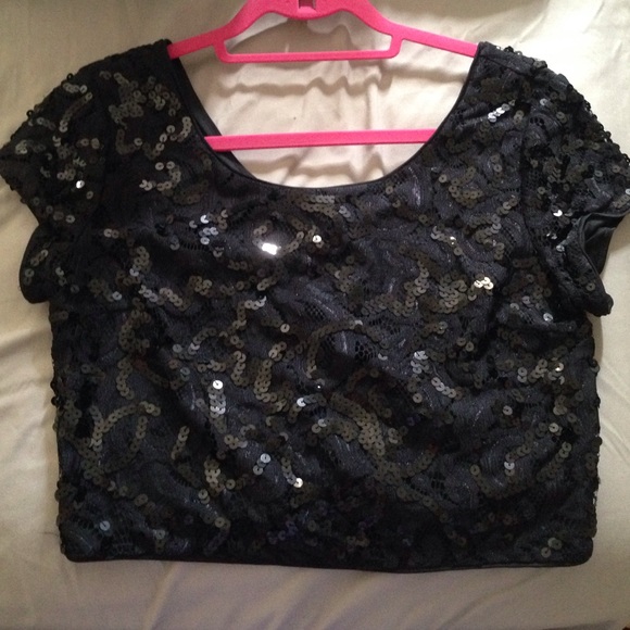 Express sequin crop top