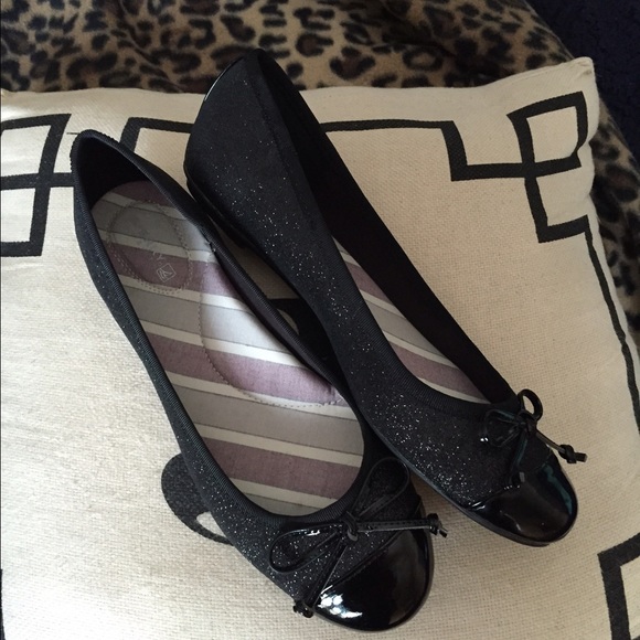Sperry top- sider black glitter ballet flats