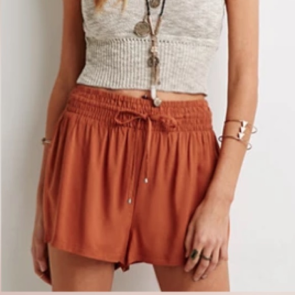 Forever 21 Burnt Orange Draw String Shorts