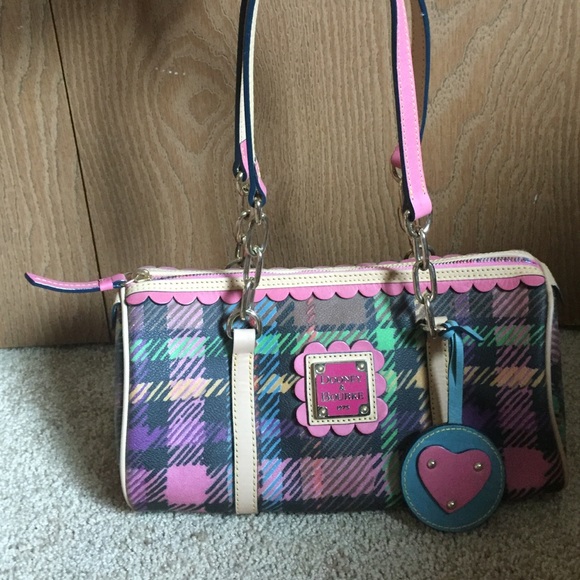Black and colorful plaid Dooney &Bourke purse.