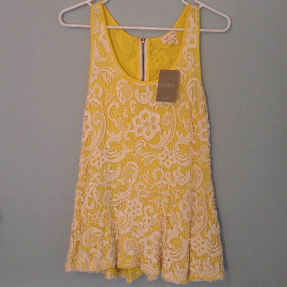 Anthropologie Meadow Rue Yellow Lace Tank