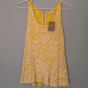 Anthropologie Meadow Rue Yellow Lace Tank