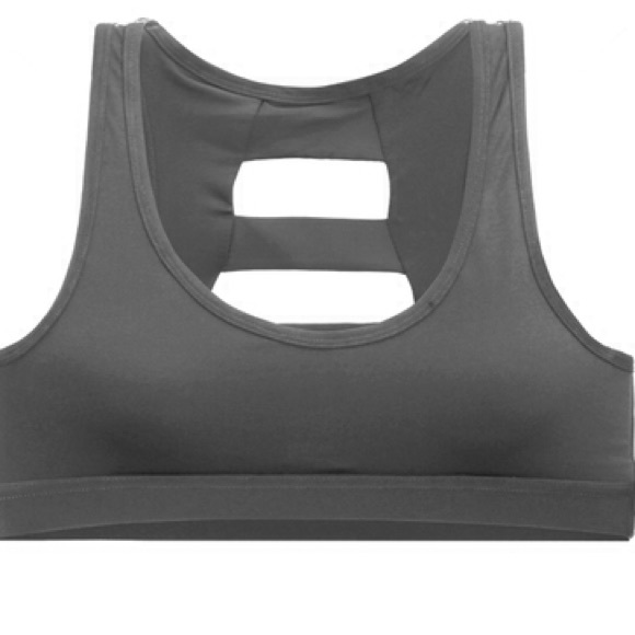 Tops - Grey Strappy Back Sports Bra Tops - Grey Strappy Back Sports Bra