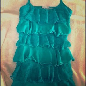 lace back turquoise tank top