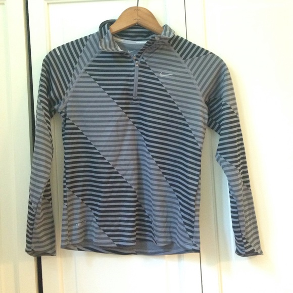 Nike gray stripped 3/4 zip pullover