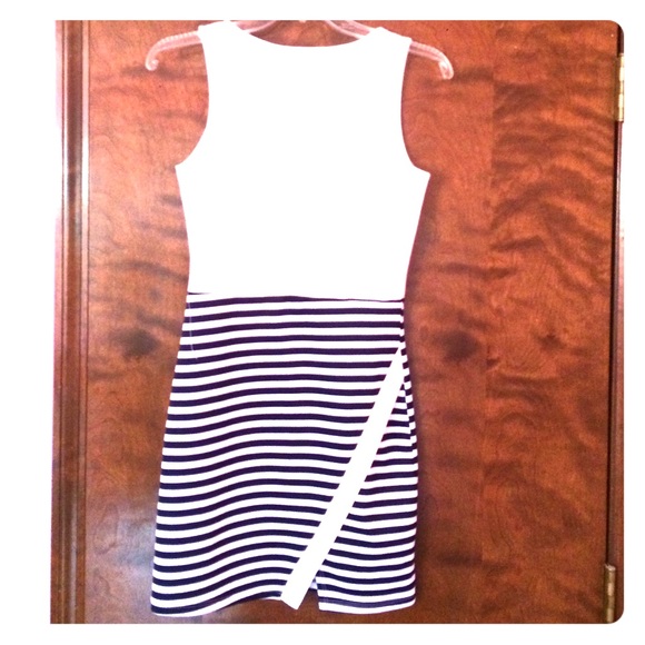 Fitted blue and white dress