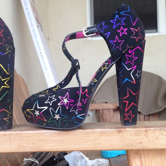 Abbey Dawn black heels with stars