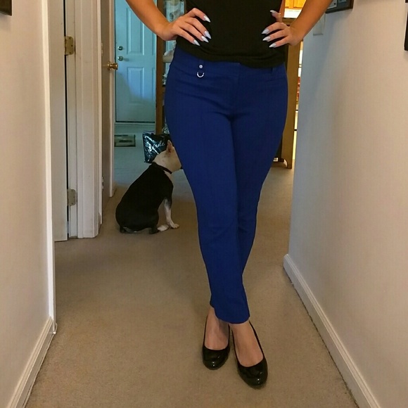 Royal blue straight leg dress pants