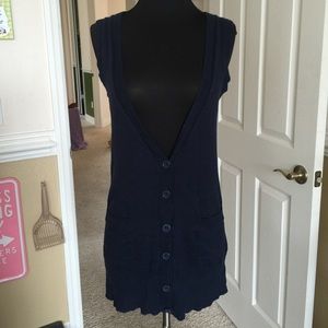 Blue Sleeveless Cardigan