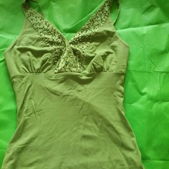 Bebe green beaded top