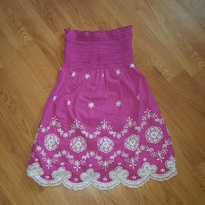 Fuchsia and white long tube top