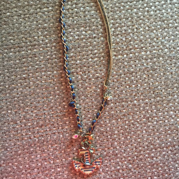 Betsey Johnson nautical anchor necklace htf short