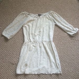 Cream crocheted 3/4 sleeve dress